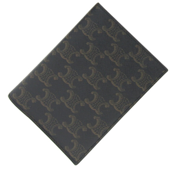 Celine Passport Case Triomphe Cover 4M3432AK1.04BT Black Tan PVC Leather Men ... - Picture 1 of 5